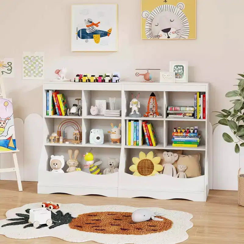 Costway Étagère multifonctionnelle à 3 niveaux pour enfants, bac de rangement pour jouets, meuble de sol gris/blanc/naturel