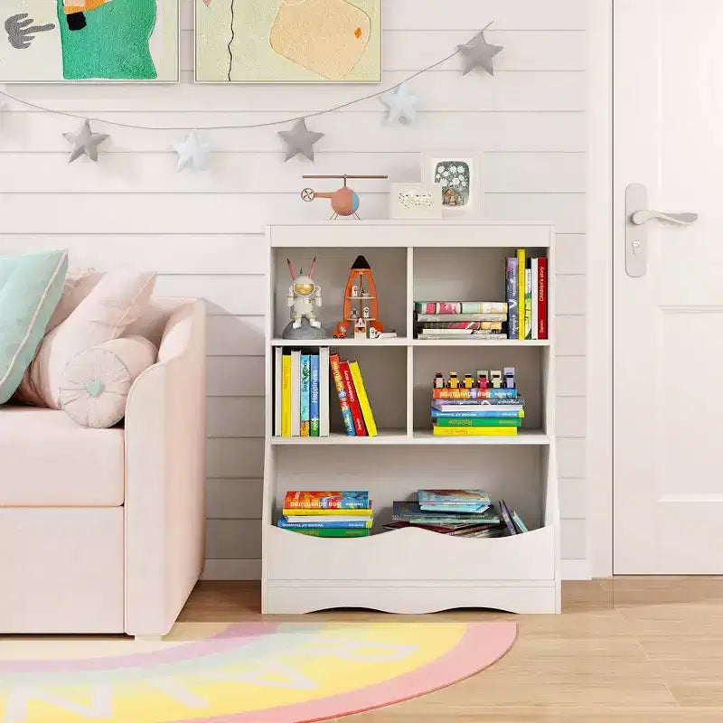 Costway Étagère multifonctionnelle à 3 niveaux pour enfants, bac de rangement pour jouets, meuble de sol gris/blanc/naturel