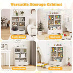 Costway Étagère multifonctionnelle à 3 niveaux pour enfants, bac de rangement pour jouets, meuble de sol gris/blanc/naturel