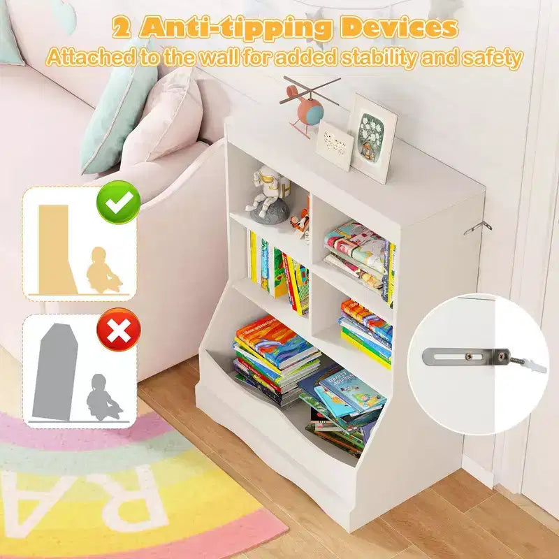 Costway Étagère multifonctionnelle à 3 niveaux pour enfants, bac de rangement pour jouets, meuble de sol gris/blanc/naturel