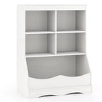 Costway Étagère multifonctionnelle à 3 niveaux pour enfants, bac de rangement pour jouets, meuble de sol gris/blanc/naturel