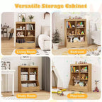 Costway Étagère multifonctionnelle à 3 niveaux pour enfants, bac de rangement pour jouets, meuble de sol gris/blanc/naturel