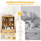 Costway Étagère multifonctionnelle à 3 niveaux pour enfants, bac de rangement pour jouets, meuble de sol gris/blanc/naturel