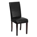Lot de 4 chaises Parson à dossier panneau en similicuir noir Merrick Lane pour cuisine, salle à manger et plus encore