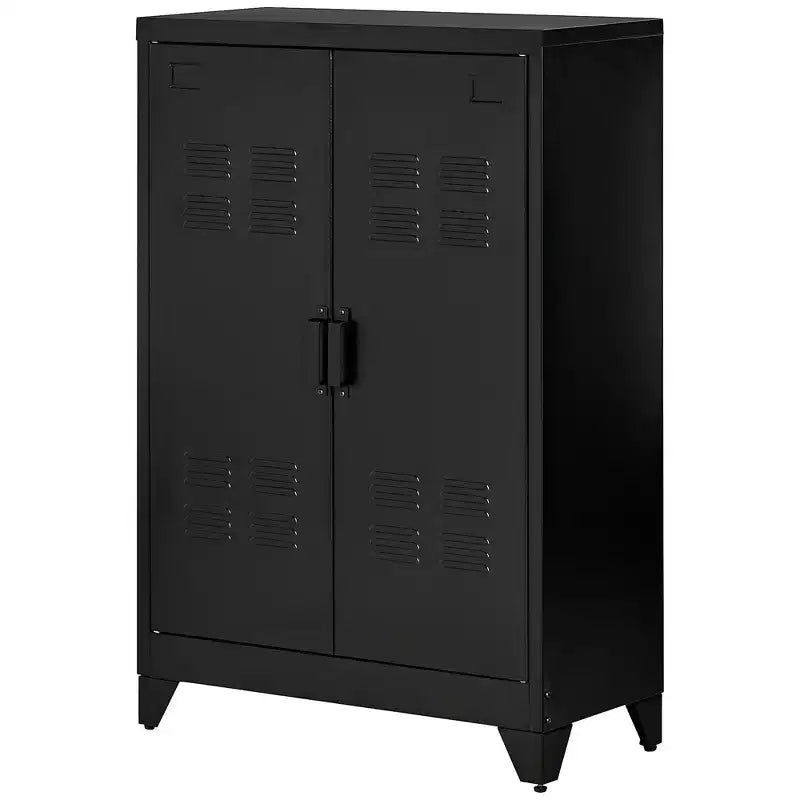 Meuble de rangement industriel HOMCOM en acier, meuble de rangement en métal avec 2 étagères réglables pour le salon ou le bureau à domicile