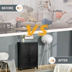 Meuble de rangement industriel HOMCOM en acier, meuble de rangement en métal avec 2 étagères réglables pour le salon ou le bureau à domicile