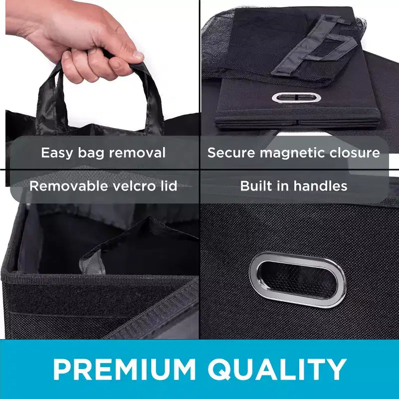 Panier à linge double en lin BirdRock Home avec couvercle et sac amovible - Noir