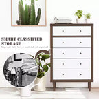 Costway Commode à 5 tiroirs en bois Meuble de rangement Autonome
