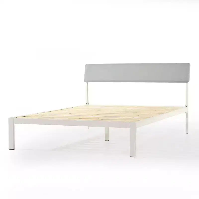 Best Price Mattress Kera Metal Platform Bed with Angled Upholstered Headboard