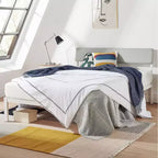 Lit plateforme Best Price Mattress Kera en métal avec tête de lit capitonnée inclinée