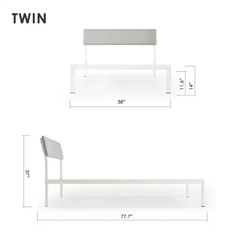 Lit plateforme Best Price Mattress Kera en métal avec tête de lit capitonnée inclinée
