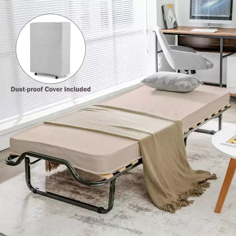 Lit pliant Costway avec matelas en mousse à mémoire de forme, sac anti-poussière, lit d'appoint pliable en métal, fabriqué en Italie