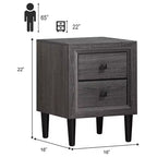 Costway 2 Tables de Chevet Rétro Multiusages Grises avec 2 Tiroirs, Entièrement Assemblées