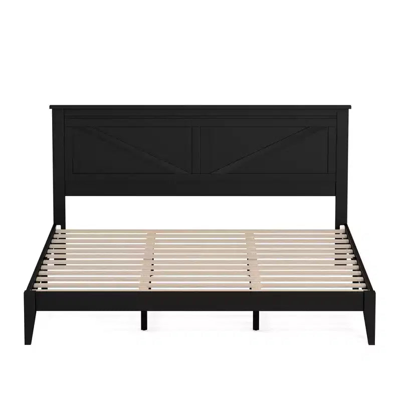 Lit plateforme en bois massif de style campagnard Glenwillow Home