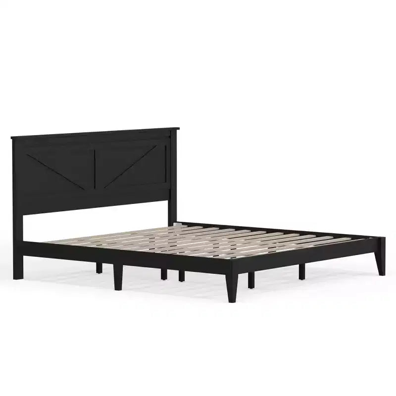 Lit plateforme en bois massif de style campagnard Glenwillow Home