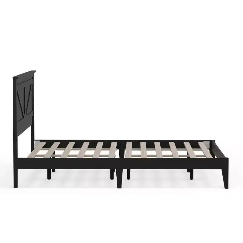 Lit plateforme en bois massif de style campagnard Glenwillow Home