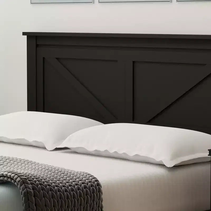 Lit plateforme en bois massif de style campagnard Glenwillow Home