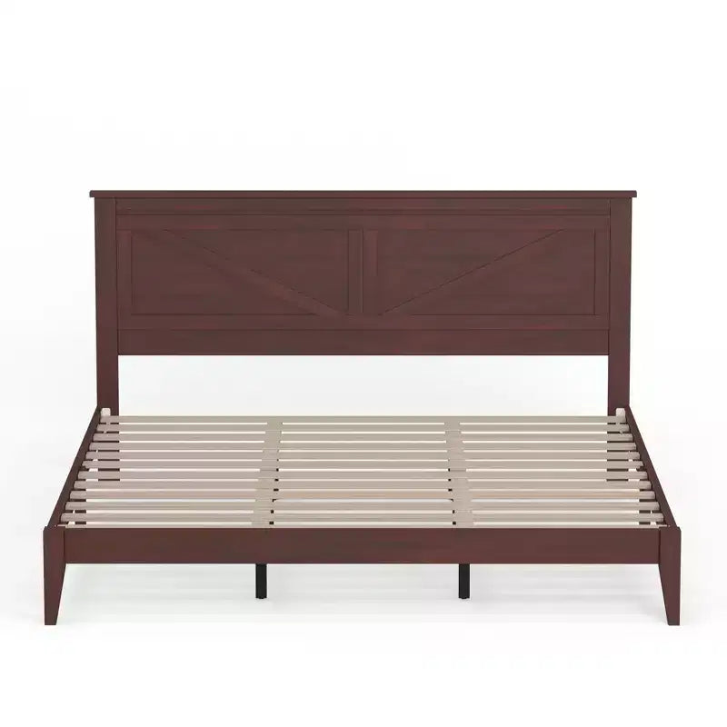 Lit plateforme en bois massif de style campagnard Glenwillow Home