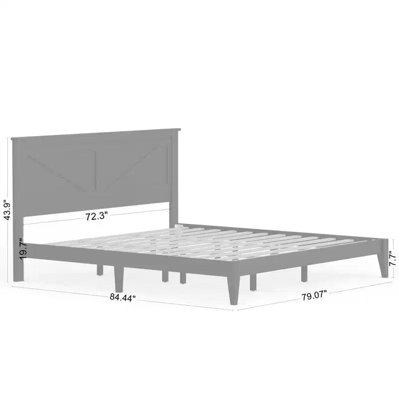 Lit plateforme en bois massif de style campagnard Glenwillow Home