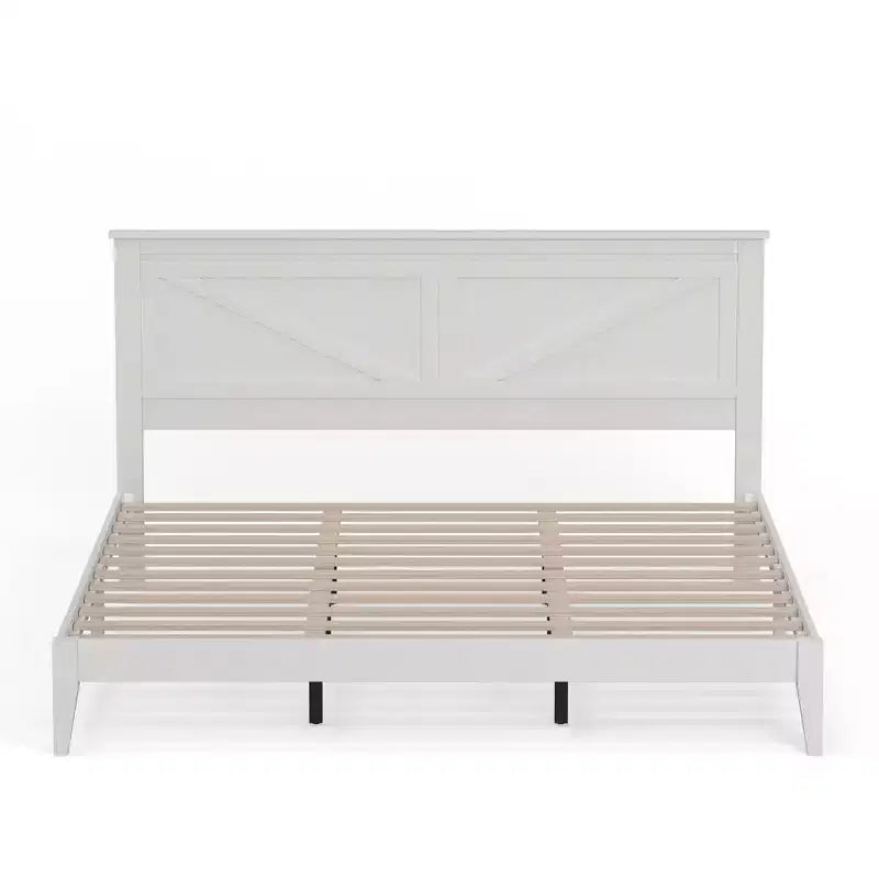 Lit plateforme en bois massif de style campagnard Glenwillow Home