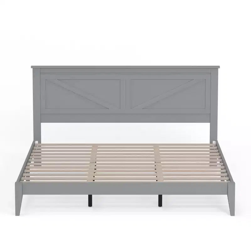 Lit plateforme en bois massif de style campagnard Glenwillow Home
