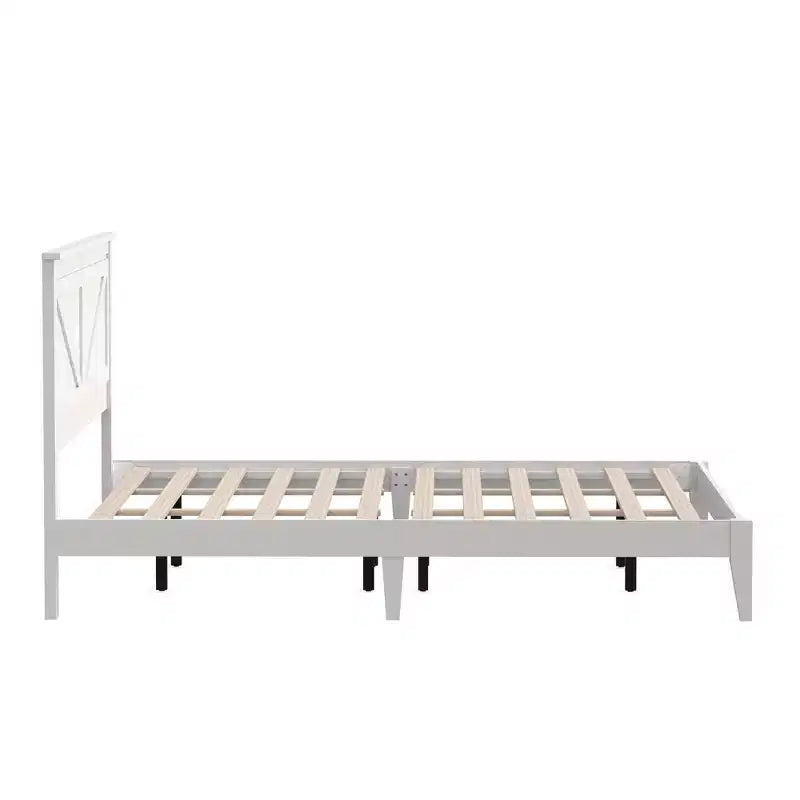 Lit plateforme en bois massif de style campagnard Glenwillow Home