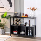 Buffet de cuisine Costway avec étagère ouverte à 3 compartiments Noir/Rustique