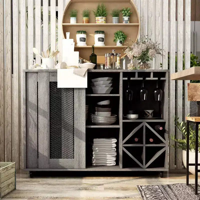 Buffet à portes coulissantes d'inspiration industrielle Carmelia de 24/7 Shop At Home