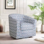 Fauteuil tonneau rembourré en bois Liria pour salon avec piètement pivotant en métal | ART OF LIVING DESIGNS