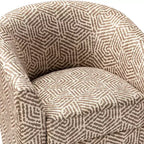Fauteuil tonneau rembourré en bois Liria pour salon avec piètement pivotant en métal | ART OF LIVING DESIGNS