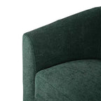 Fauteuil tonneau rembourré en bois Liria pour salon avec piètement pivotant en métal | ART OF LIVING DESIGNS
