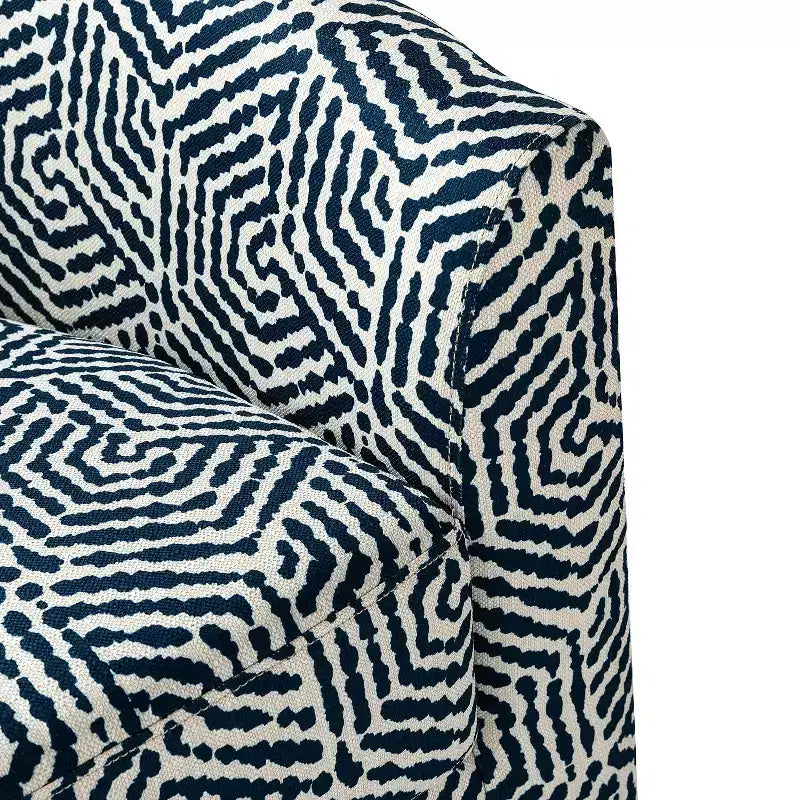 Fauteuil tonneau rembourré en bois Liria pour salon avec piètement pivotant en métal | ART OF LIVING DESIGNS