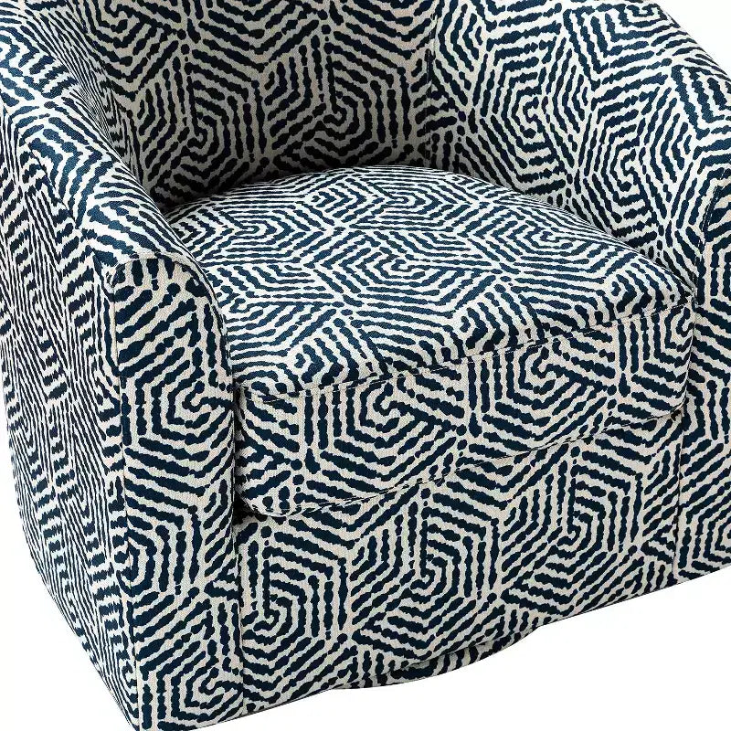 Fauteuil tonneau rembourré en bois Liria pour salon avec piètement pivotant en métal | ART OF LIVING DESIGNS