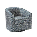 Fauteuil tonneau rembourré en bois Liria pour salon avec piètement pivotant en métal | ART OF LIVING DESIGNS