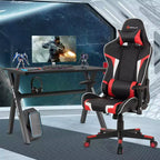 Ensemble Bureau de Gamer en X et Fauteuil de Massage Style Racing Costway pour Bureau à Domicile Noir+Blanc/Bleu/Gris/Rouge
