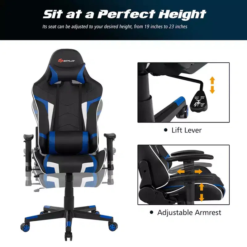 Ensemble Bureau de Gamer en X et Fauteuil de Massage Style Racing Costway pour Bureau à Domicile Noir+Blanc/Bleu/Gris/Rouge