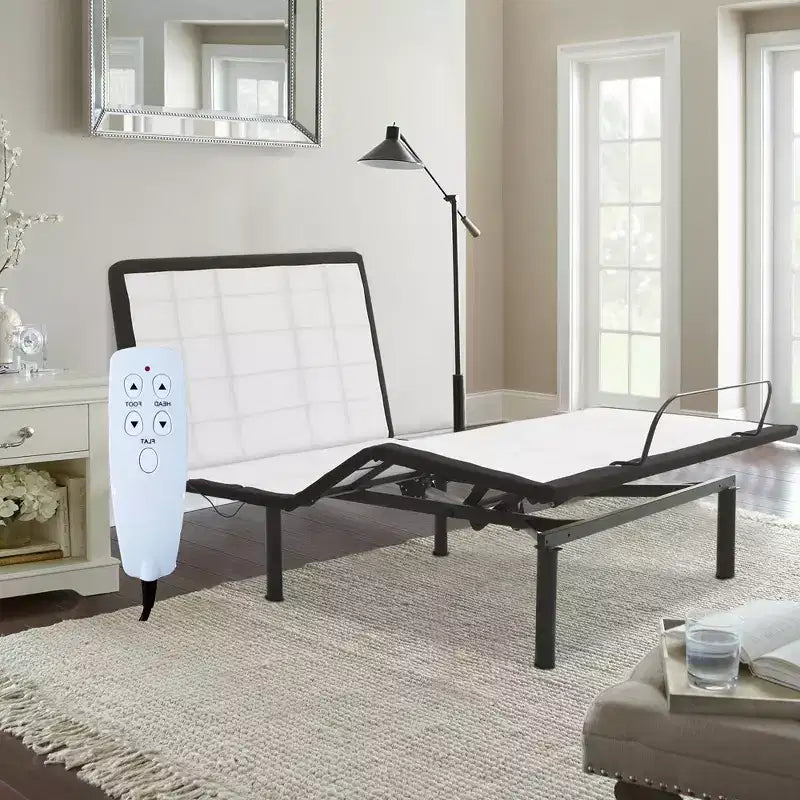 Continental Sleep, sommier articulé réglable 15, inclinaison tête et pieds, télécommande filaire, 6 pieds vissables brevetés, blanc
