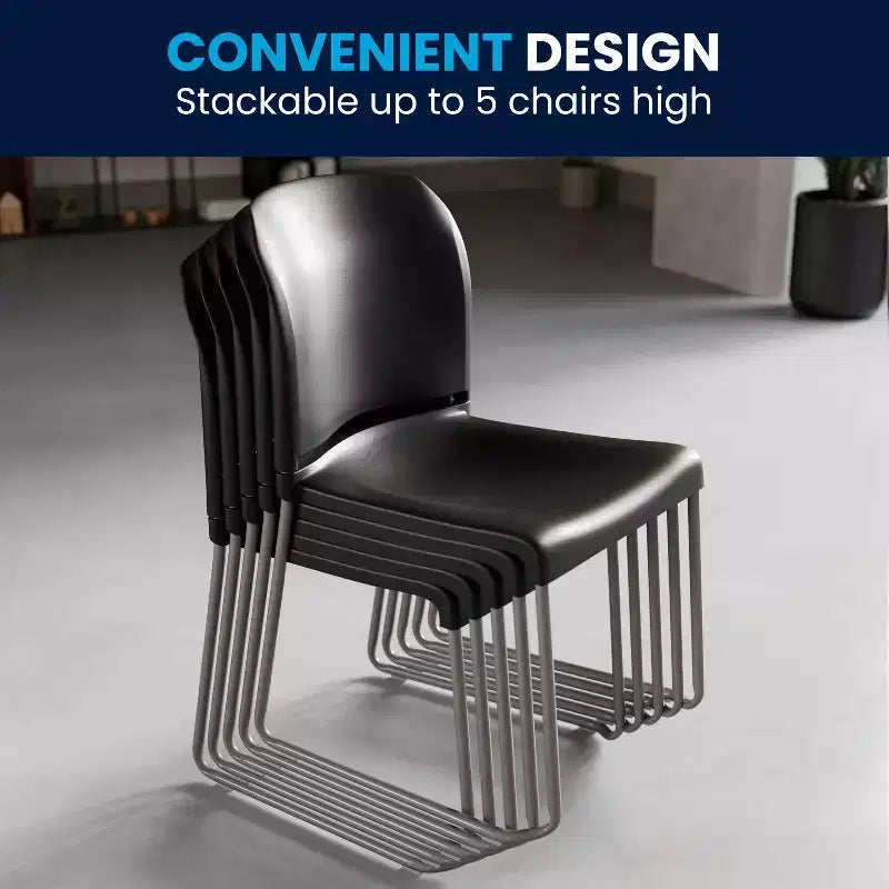Flash Furniture Lot de 4 chaises empilables HERCULES Series avec dossier complet profilé, capacité 400 kg, piétement traîneau à revêtement poudré