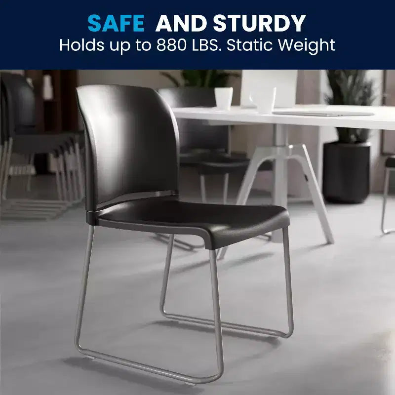 Flash Furniture Lot de 4 chaises empilables HERCULES Series avec dossier complet profilé, capacité 400 kg, piétement traîneau à revêtement poudré