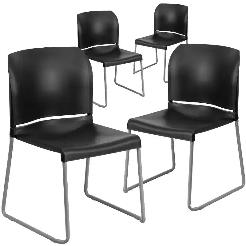 Flash Furniture Lot de 4 chaises empilables HERCULES Series avec dossier complet profilé, capacité 400 kg, piétement traîneau à revêtement poudré