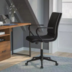 Fauteuil de bureau de direction rembourré Flash Furniture James à dossier mi-haut avec piètement et accoudoirs en métal brossé