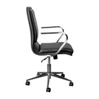 Fauteuil de bureau de direction rembourré Flash Furniture James à dossier mi-haut avec piètement et accoudoirs en métal brossé