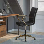 Fauteuil de bureau de direction rembourré Flash Furniture James à dossier mi-haut avec piètement et accoudoirs en métal brossé