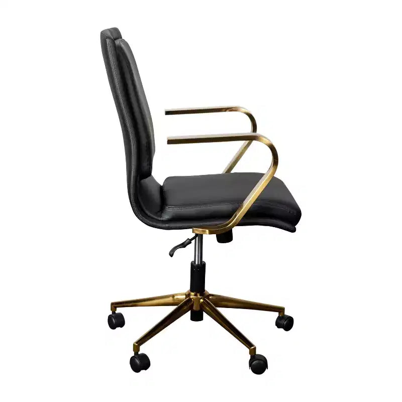 Fauteuil de bureau de direction rembourré Flash Furniture James à dossier mi-haut avec piètement et accoudoirs en métal brossé