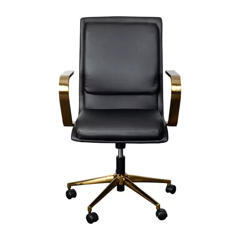 Fauteuil de bureau de direction rembourré Flash Furniture James à dossier mi-haut avec piètement et accoudoirs en métal brossé