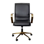 Fauteuil de bureau de direction rembourré Flash Furniture James à dossier mi-haut avec piètement et accoudoirs en métal brossé