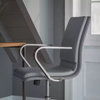 Fauteuil de bureau de direction rembourré Flash Furniture James à dossier mi-haut avec piètement et accoudoirs en métal brossé