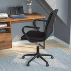 Fauteuil de bureau de direction rembourré Flash Furniture James à dossier mi-haut avec piètement et accoudoirs en métal brossé