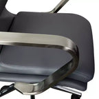 Fauteuil de bureau de direction rembourré Flash Furniture James à dossier mi-haut avec piètement et accoudoirs en métal brossé