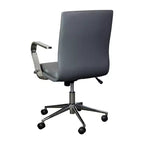 Fauteuil de bureau de direction rembourré Flash Furniture James à dossier mi-haut avec piètement et accoudoirs en métal brossé